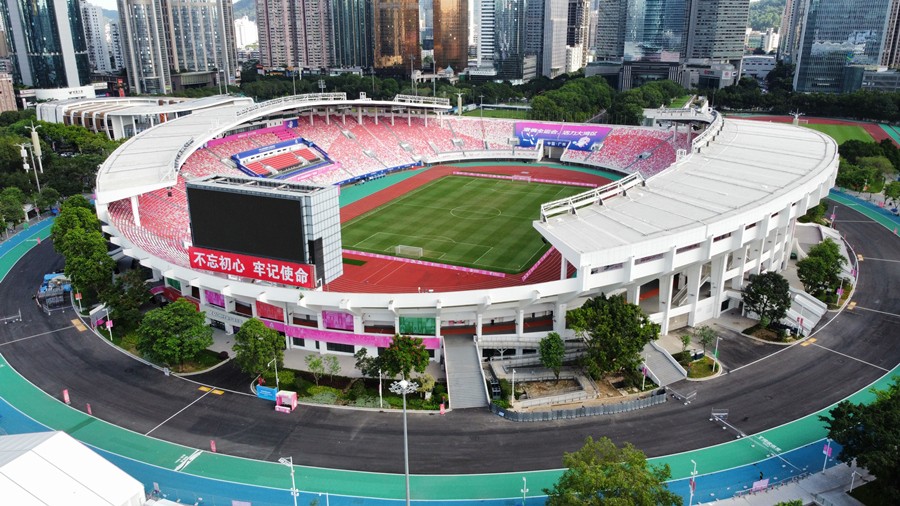 گوانگ جو کے تھیان حہ سپورٹس سینٹر کا فضائی منظر (یہ تصویر، پندرہویں قومی کھیلوں ، خصوصی افراد کے بارہویں قومی کھیلوں اور نویں سپیشل اولمپک گیمز کی گوانگ جو ایگزیکٹو کمیٹی نے پیپلز ڈیلی آن لائن کو فراہم کی ہے)