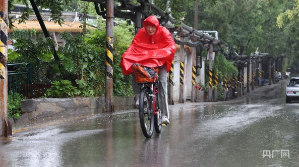 بارش کے دوران سائیکل کی سواری کرتے ہوئے 76 سالہ چینی کوہ پیما شیا بویو ۔ (تصویر CNR.CN)