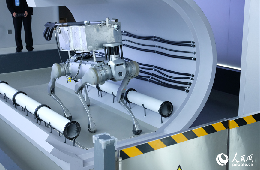 جونگ یوان سائنس اینڈ ٹیکنالوجی سٹی کے 4 ایس سٹور برائے مختلف النوع روبوٹس کے تربیتی مرکز میں روبوٹ ،سمولیشن ٹنل میں معائنےو دیکھ بھال کا کام کر رہاہے۔(پیپلز ڈیلی آن لائن/چھانگ لی یوان)