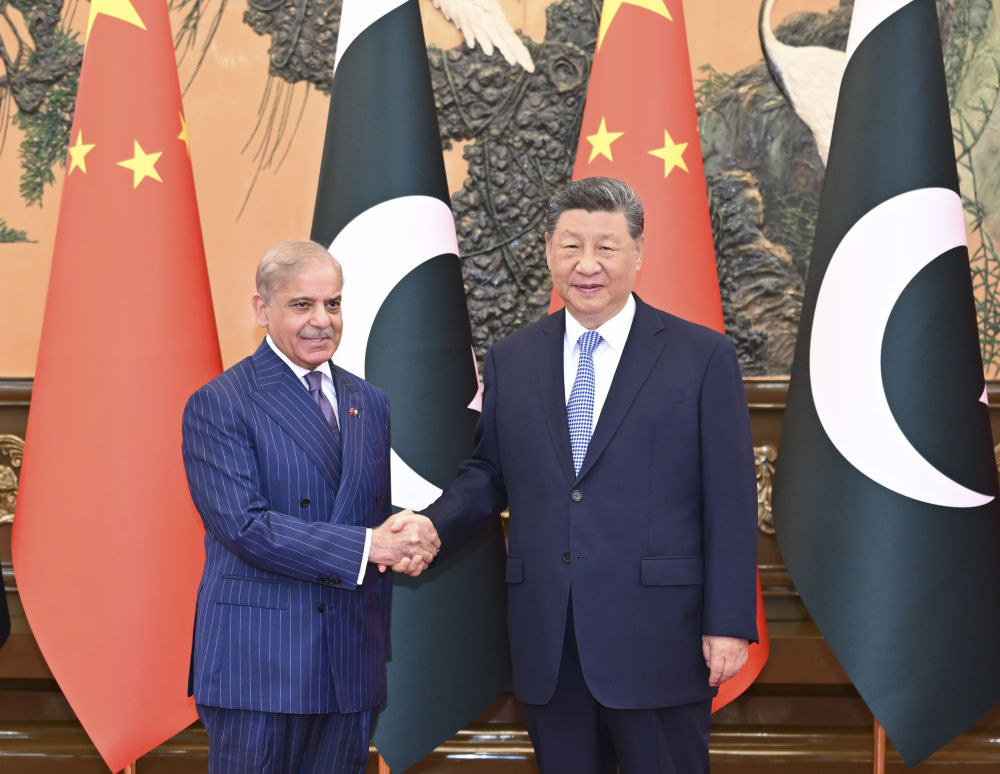 شی جن پھنگ کی پاکستانی وزیر اعظم شہباز شریف کے ساتھ ملاقات